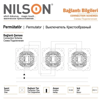 Выключатель перекрёстный  ALEGRA NILSON черный