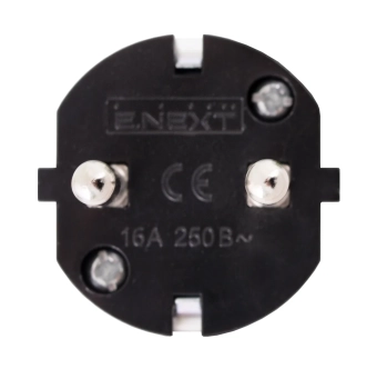 Вилка бытовая e.plug.angle.005.16, с ж/к, 16А угловая белая с ручкой