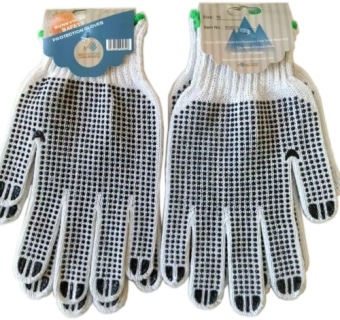  Трикотажные перчатки с двусторонним точечным ПВХ-покрытием (черные)