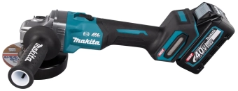Углошлифовальная машина на аккумуляторе 125mm, 2 аккумулятора XGT 40V, 4Ah, MAKITA