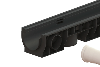 Лоток водоотводный POLYMAX BASIC DN100 H120 с решеткой стальной оцинкованной A15 (1000x160x120)
