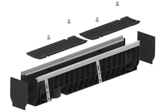 Лоток водоотводный POLYMAX DRIVE DN100 H216 с решеткой чугунной D400 (1000х160х216)