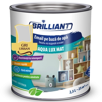 Эмаль акриловая матовая Aqua Lux Mat серый 2.5л BRILLIANT