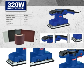 Машина шлифовально-орбитальная вибрационная ручная 320Вт, 14000об/мин, 93*185 мм, SALI 5185