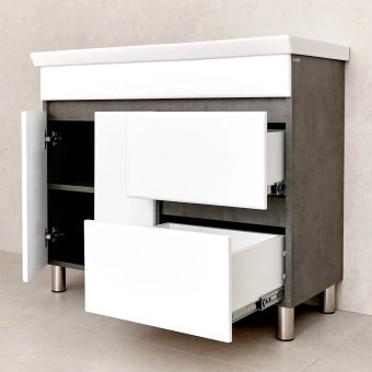 Шкаф Urbano бетон Chicago тёмный под умывальник Isik 1000 Bayro