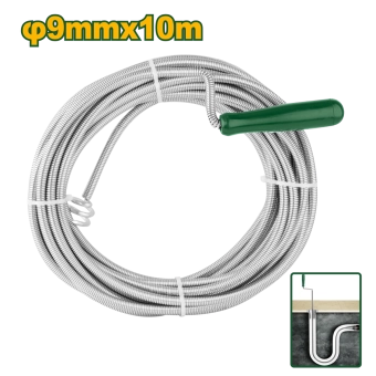 Тросс-змеевик для прочистки канализационных труб 10м/9мм; Jadever