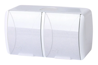 Розетка двойная e.aqua.1232.gr с з/к, для внешнего монтажа, IP54, крышка белая
