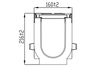Лоток водоотводный POLYMAX DRIVE DN100 H216 с решеткой чугунной D400 (1000х160х216)
