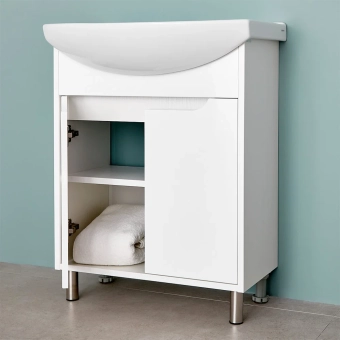 Шкаф напольный Venus Pro белый структурный под умывальник Zenon 650