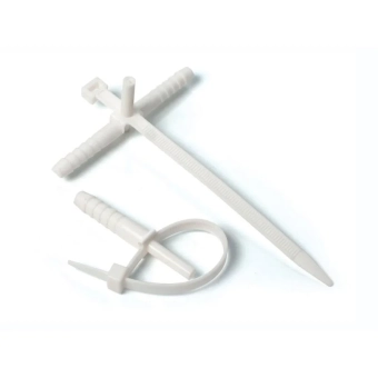 Дюбель пластиковый Ø10*40мм со стяжкой 140*10мм для крепления проводов (тип "Вертолет"), Wave, (50шт)