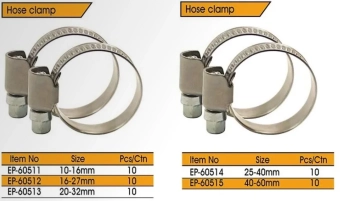 Хомуты из нержавеющей стали Ø25-40мм, под ключ, под отвертку, для зажима шлангов, EP-60514, Epica Star