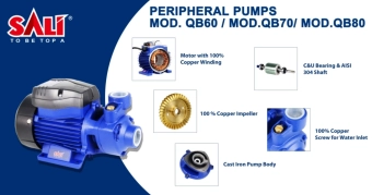 Бытовой водяной насос, вихревой 370 Вт QB60 0.5HP, Sali W10060QB