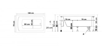 Ванна MILAS 70*150 см H54