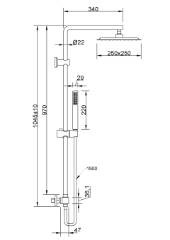 Душевая колонна с термостатическим датчиком +38°C SVART BLACK, Invena, Польша