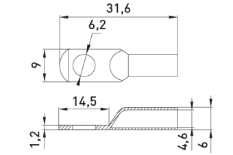 Медный луженный кабельный наконечник D6.2