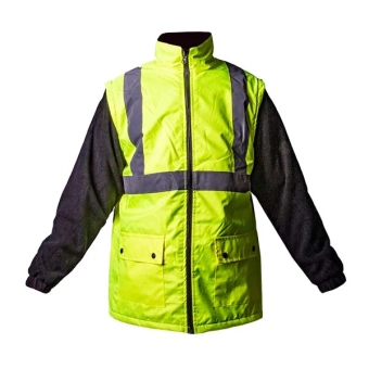 Куртка 5-в-1 длинная утепленная, L, 100% полиэстер (оксфорд), цвет зел/син, светоотр. Profmet