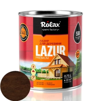 Лазурь Алкидная для дерева, Орех, LAZUR Rolax 0.75л
