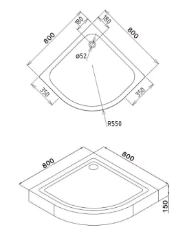 Душевой поддон Rotund 80x80 H15cm shower cab Китай