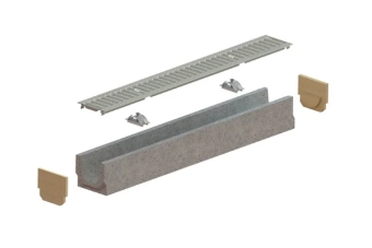 Лоток водоотводный BetoMax Bsic DN100 H125 с решеткой оцинкованной A15 (1000x140x125)