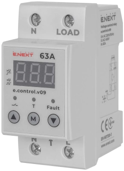 Реле контроля напряжения 63А e.control.v09, с индикацией