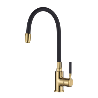 Смеситель для кухни с гибким носиком GLAMOUR BLACK / GOLD, Invena, Польша