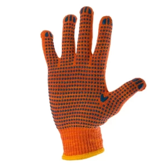  Трикотажные перчатки с точечным ПВХ-покрытием на ладони (Orange)