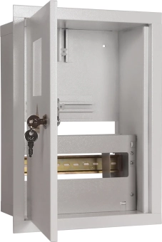 Шкаф металлический, под 1-фазный  счетчик, 8 модулей, встраиваемый, с замком