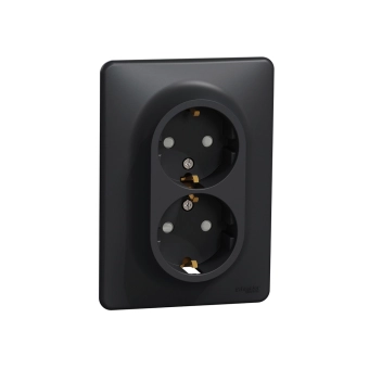 Двойная розетка Sedna 16 A 240 В Антрацит Schneider-Electric