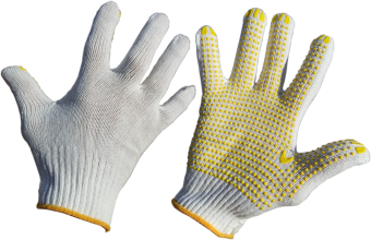 Перчатки трикотажные с анти-скользящим покрытием из ПВХ Белый/Желтый