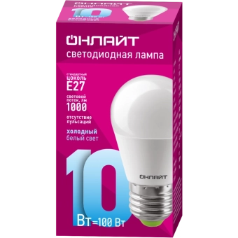 Лампа светодиодная OLL LED 10W E27 6500K G45 ONLAIT