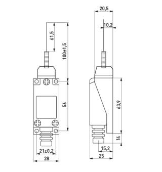 Выключатель концевой e.limitswitch.08 рычаг-эксцентрик со стержнем