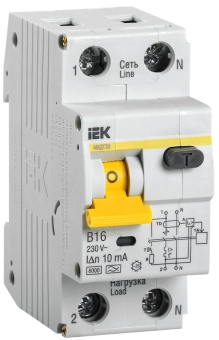 Дифференциальный автомат  АВДТ32 B16 10мА 2P IEK