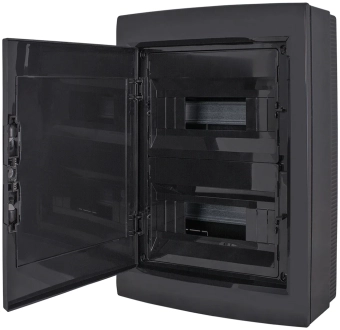 Корпус пластиковый на 24 модуля e.plbox.pro.n.24b.black навесной, черный с непрозрачными дверямиIP40