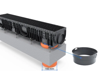 Адаптер для вертикального подключения к трубе Д=160 мм из водоотводных лотков Base DN150