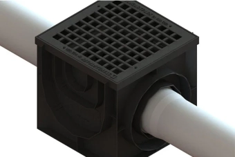 Дождеприемник квадратный ливневой PolyMax Basic (400x400x391), с подключением к лоткам