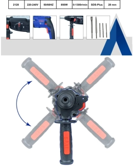 Перфоратор 850Вт, 0-1300rpm, SDS-Plus 28 мм, SALI 2128