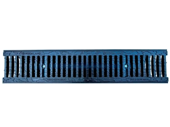 Лоток водоотводный пластиковый BASE DN150 H200 с решетками щелевыми из высокопрочного чугуна, класс нагрузки С250 (1000x206xH200мм)