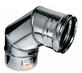 Колено угол на 90° для дымохода (3 секции) Ferrum D180 (0,5мм)