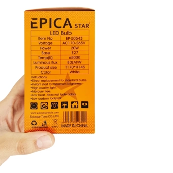 Светодиодная лампа 20W, 6500К, 80Lm/W