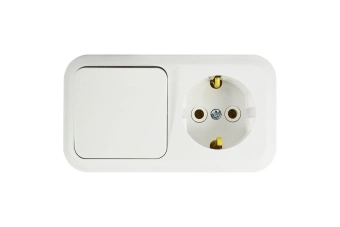 Блок комбинированный выключатель 1P+розетка 2P+Е белый IP20 SELENA 1000kW
