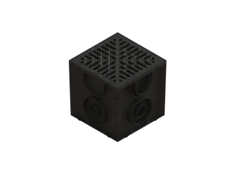 Дождеприемник Spark пластиковый квадратный с корзиной и решеткой (250x250x245)
