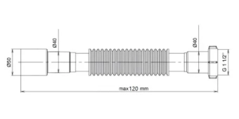 Гофра для сифона с накидной гайкой 120 1.1/4*40/50