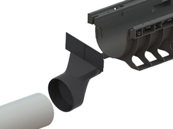 Заглушка пластиковая с выпуском 110 мм для лотка пластикового Base DN100 H120/H135