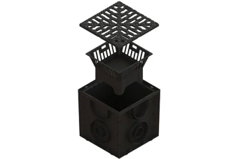 Дождеприемник Spark пластиковый квадратный с корзиной и решеткой (250x250x245)