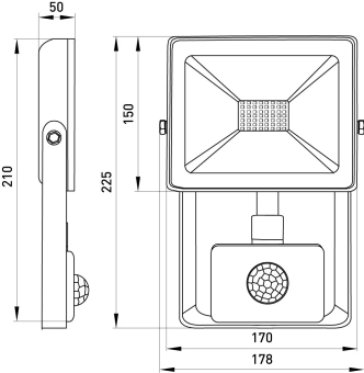 Прожектор с датчиком движения LED 50ВТ 6000K IP44