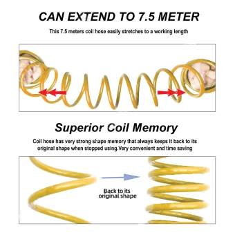 Гибкий расширяемый Eva Coil Садовый шланг 7,5 м + Пистолет-распылитель 7 режимов + Фитинги, EP-60632, Epica Star
