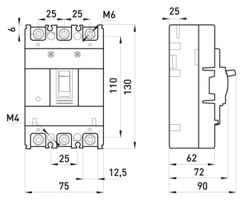 Шкафной автоматический выключатель e.industrial.ukm.60S.50, 3р, 50А