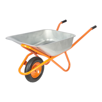 Тачка (тележка) садовая, строительная, с оцинкованным кузовом 90L, WB6418